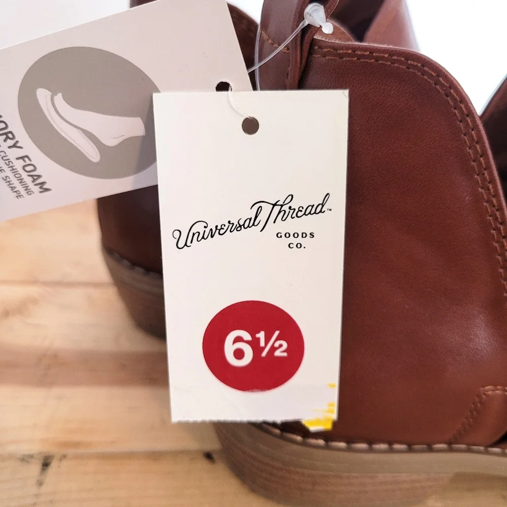 Universal Thread Nora dark cognac ankle booties brown NEW Size 6.5 - Picture 7 of 7